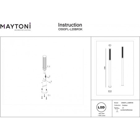 Lampa zewnętrzna Lit LED Maytoni | Słupki ogrodowe