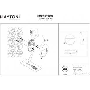 Lampa zewnętrzna Mane Round LED - Maytoni | Czarna, Nowoczesna