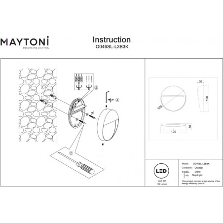 Lampa zewnętrzna Mane Round LED - Maytoni | Czarna, Nowoczesna