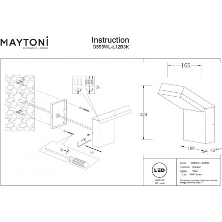 Kinkiet zewnętrzny Paso LED Maytoni | Nowoczesny design