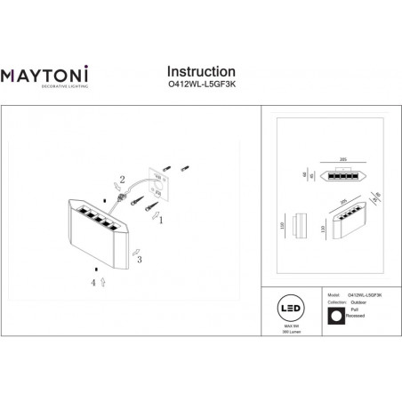 Kinkiet elewacyjny LED Maytoni Pull - Nowoczesny design