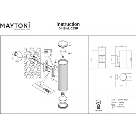 Kinkiet zewnętrzny Rando Maytoni - Elegancki design, szary