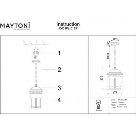 Lampa wisząca zewnętrzna retro Salamanca - Maytoni | Ogród