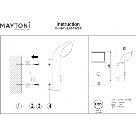 Kinkiet elewacyjny Stock LED Maytoni | Czujnik ruchu