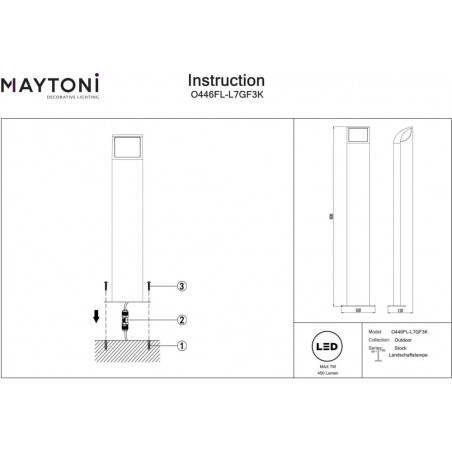 Lampa zewnętrzna LED Stock Maytoni | Słupki ogrodowe