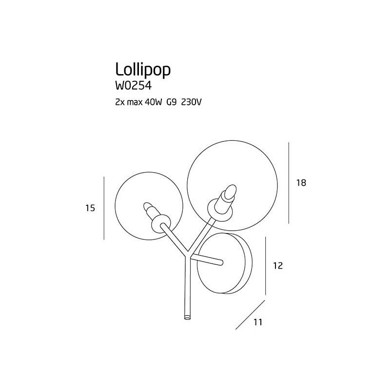 Kinkiet Lollipop Mosiądz/Szkło | MaxLight - Retro Design