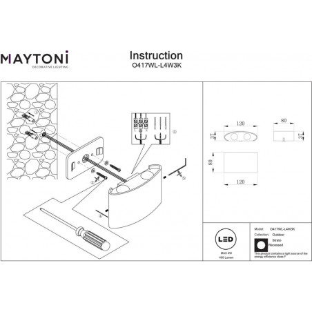 Kinkiet elewacyjny Strato II LED biały - Maytoni | Sklep z lampami