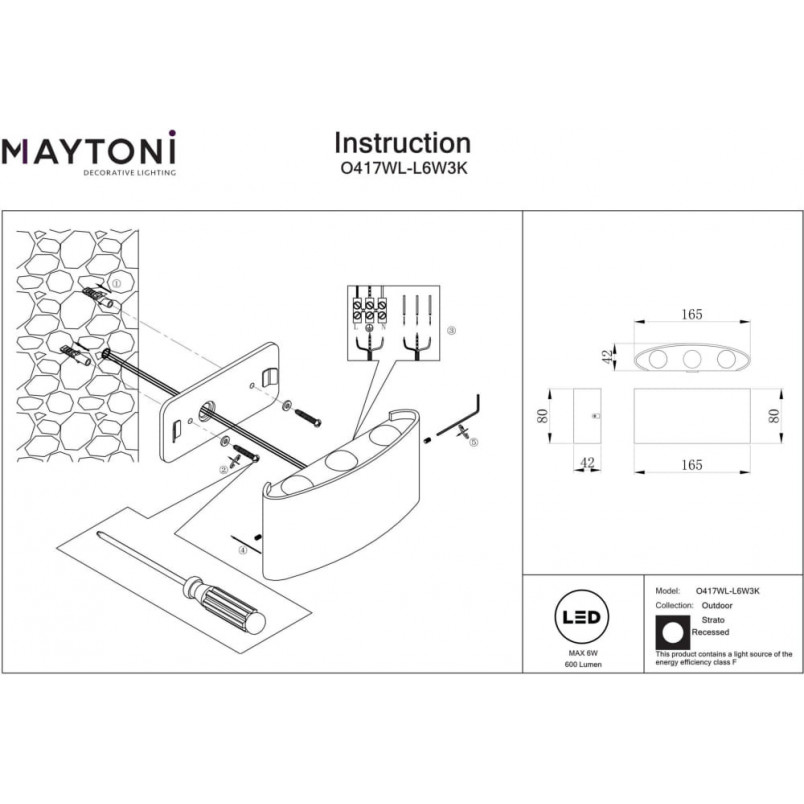 Kinkiet elewacyjny Strato III LED biały Maytoni | Ogród
