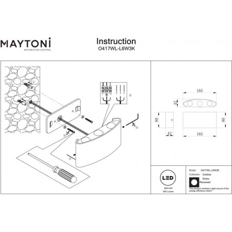 Kinkiet elewacyjny Strato III LED biały Maytoni | Ogród