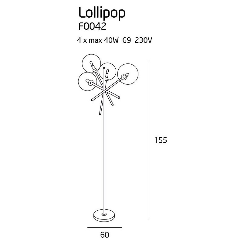 Lampa podłogowa Lollipop - szklane kule, mosiądz | MaxLight
