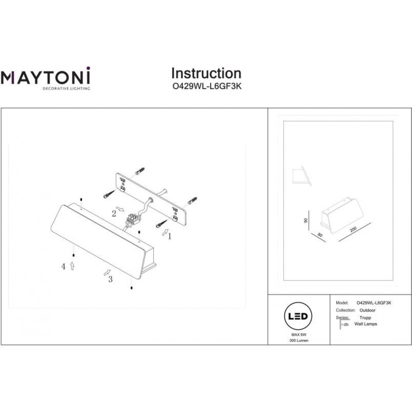 Kinkiet elewacyjny Trupp LED Maytoni | Oświetlenie Ogrodowe