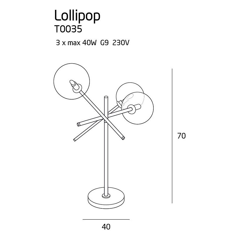 Lampa stołowa Lollipop | Szklane kule, mosiądz | MaxLight