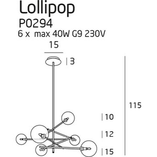 Lampa Sufitowa Lollipop VI - Mosiądz, Szkło | MaxLight