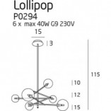 Lampa Sufitowa Lollipop VI - Mosiądz, Szkło | MaxLight
