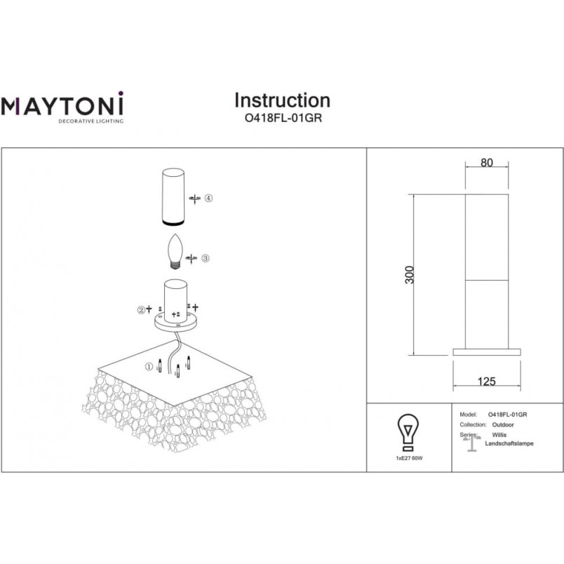 Lampa Ogrodowa Willis Maytoni | Słupki Ogrodowe - Kup Teraz!