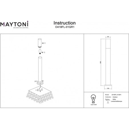 Lampa Ogrodowa Willis Maytoni | Elegancki Słup 80cm