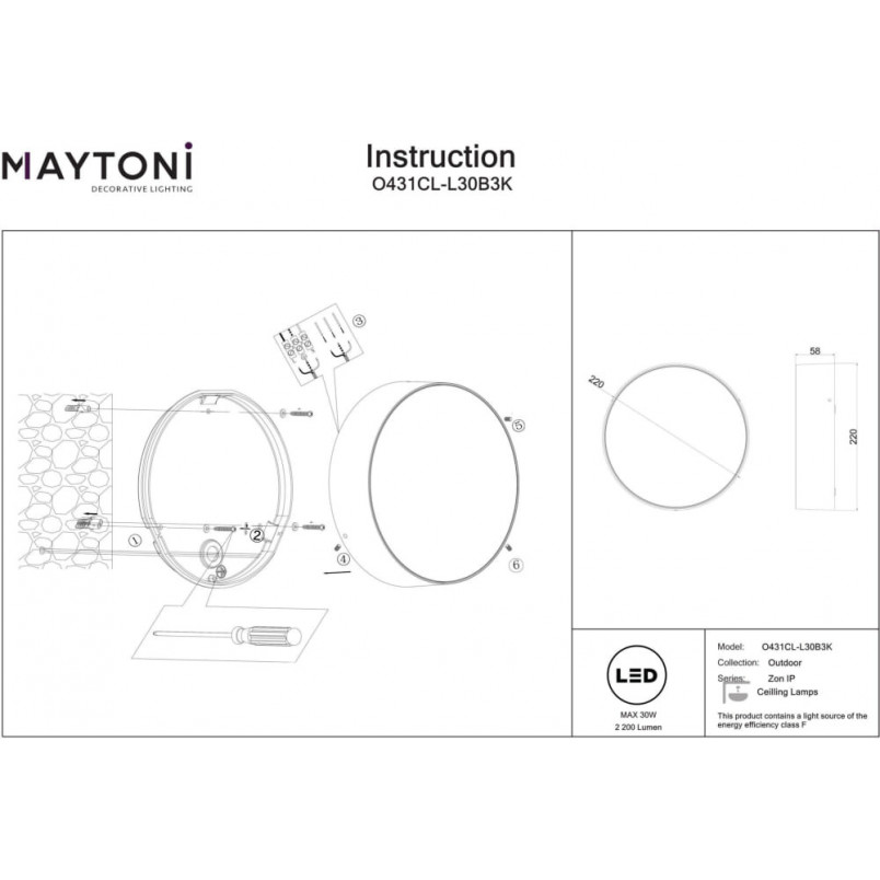 Plafon zewnętrzny LED czarny Maytoni - Ogród w stylu!