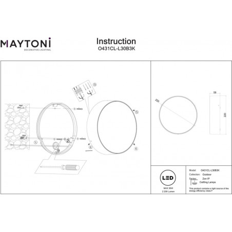 Plafon zewnętrzny LED czarny Maytoni - Ogród w stylu!
