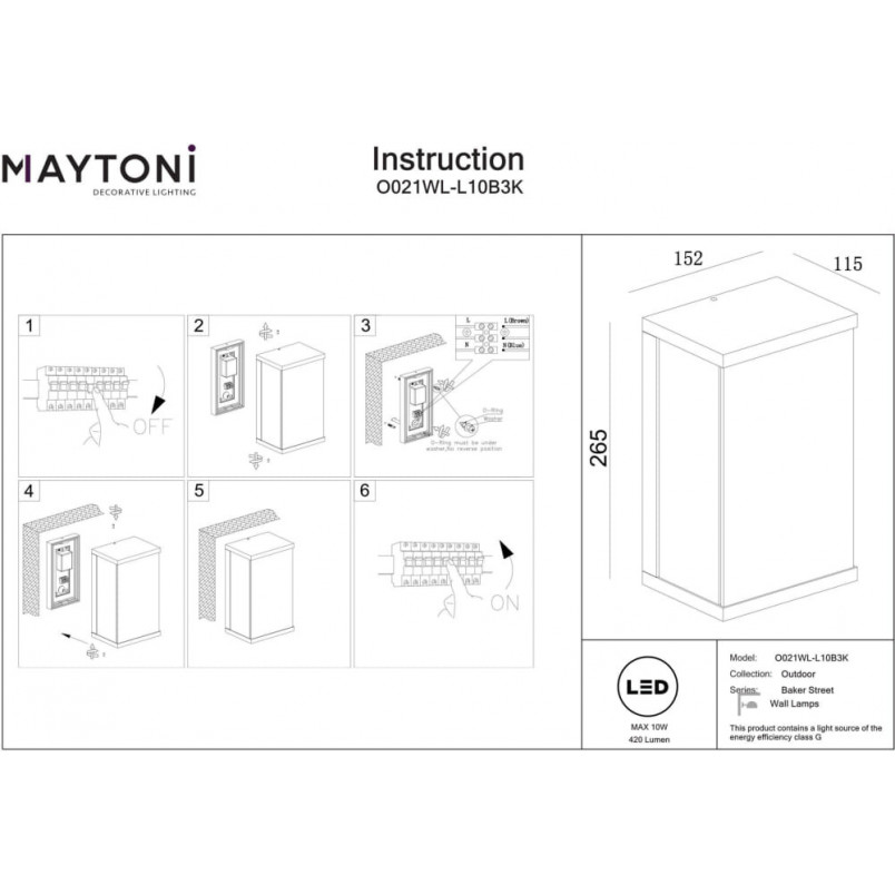 Kinkiet zewnętrzny Baker Street LED | Maytoni - Nowoczesny design