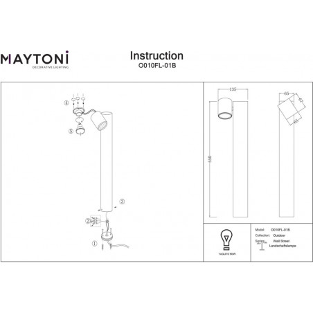 Lampa zewnętrzna Wall Street czarna - Maytoni | Ogród w stylu
