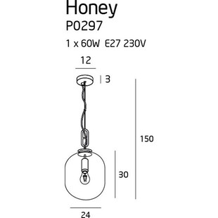 Lampa wisząca szklana Honey MaxLight | Bursztynowy Design