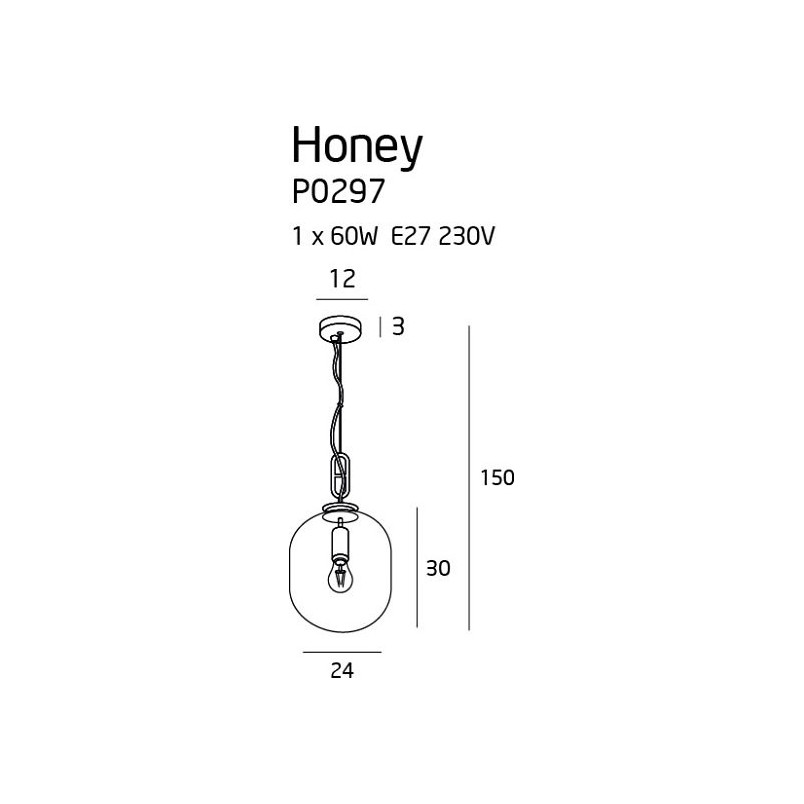 Lampa wisząca szklana Honey MaxLight | Bursztynowy Design