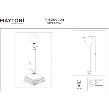 Lampa Ogrodowa Maytoni Bold: Elegancki Słup Oświetleniowy