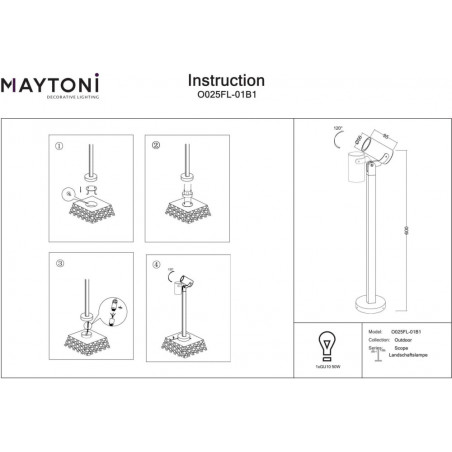 Lampa Ogrodowa Maytoni Scope 60cm - Nowoczesny Design