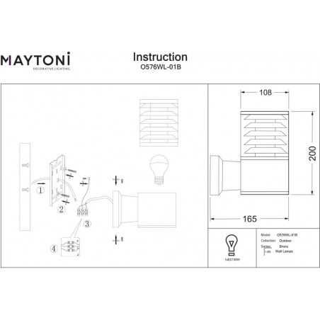 Kinkiet elewacyjny Bronx czarny Maytoni | Lampa ogrodowa