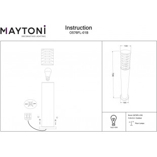 Lampa Ogrodowa Bronx Czarna Maytoni | Słupki Ogrodowe