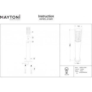 Lampa Ogrodowa Bronx Szara Maytoni - Nowoczesny Słupek