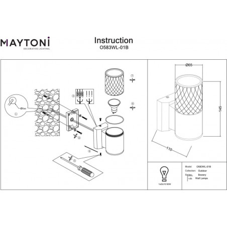Kinkiet zewnętrzny Bowery III Maytoni - Nowoczesny design