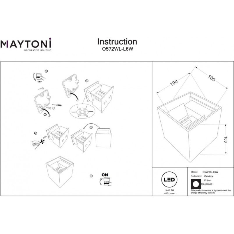 Kinkiet elewacyjny LED Fulton Square - Maytoni | Biały