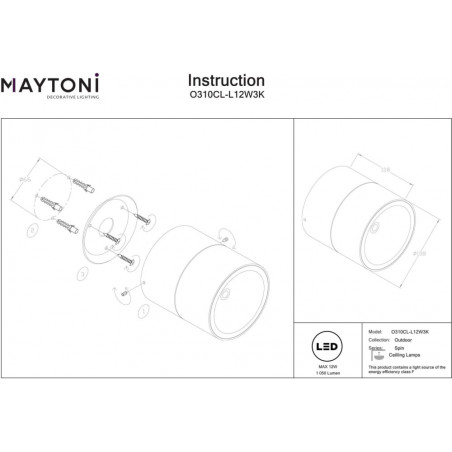 Lampa spot zewnętrzna Spin LED Maytoni - Nowoczesne oświetlenie ogrodu