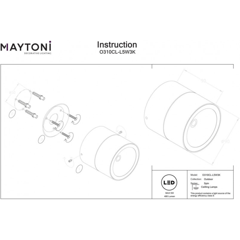 Lampa spot zewnętrzna Spin LED Maytoni - Nowoczesne oświetlenie ogrodu