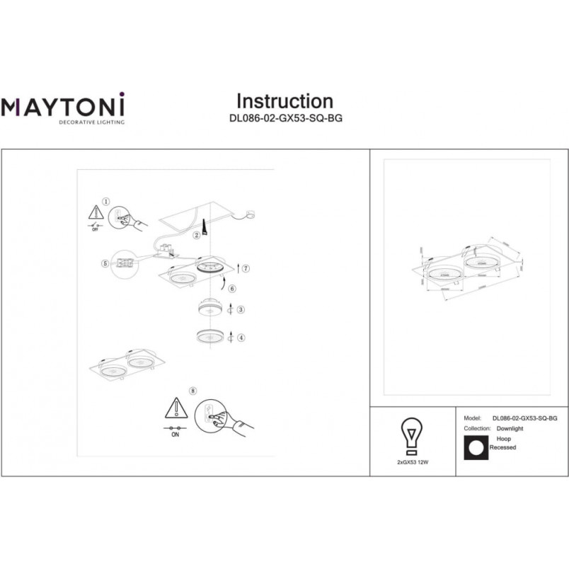 Lampa Hoop Maytoni: Spot 2-punktowy, Czarno-Złoty | Sklep