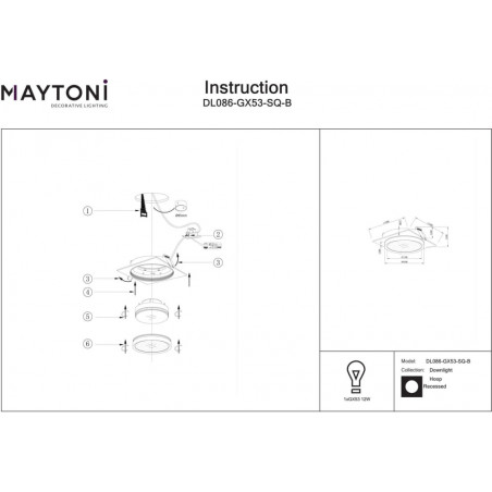 Lampa podtynkowa Hoop czarna Maytoni - Nowoczesny design