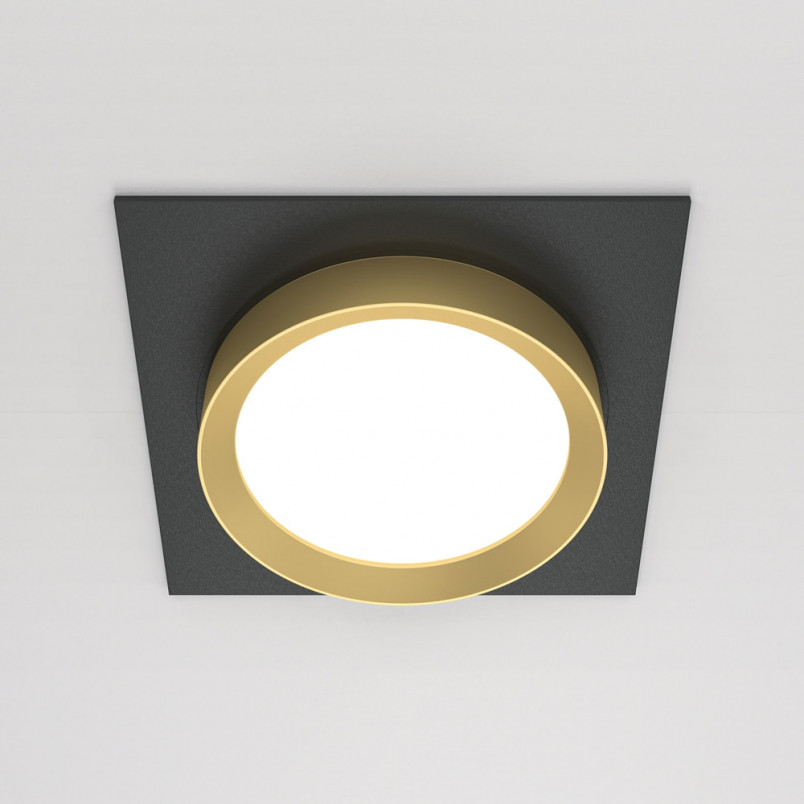 Lampa podtynkowa Hoop Maytoni: Elegancki design, czarno-złoty akcent