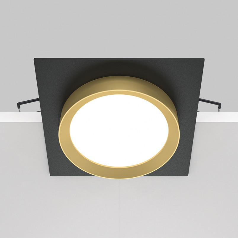 Lampa podtynkowa Hoop Maytoni: Elegancki design, czarno-złoty akcent