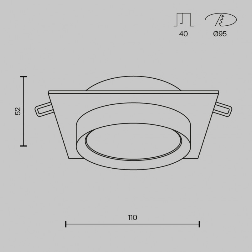 Lampa podtynkowa Hoop biała Maytoni | Downlight kwadratowy