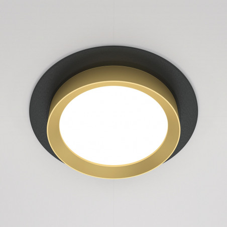 Lampa Hoop Maytoni: Elegancki spot podtynkowe czarno-złoty | Światło