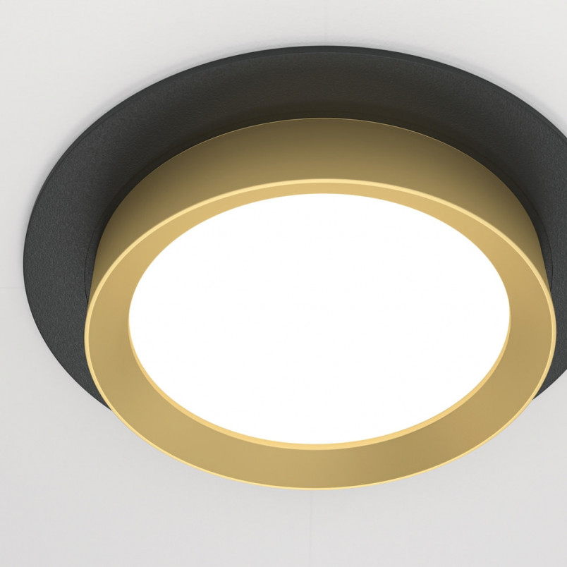 Lampa Hoop Maytoni: Elegancki spot podtynkowe czarno-złoty | Światło