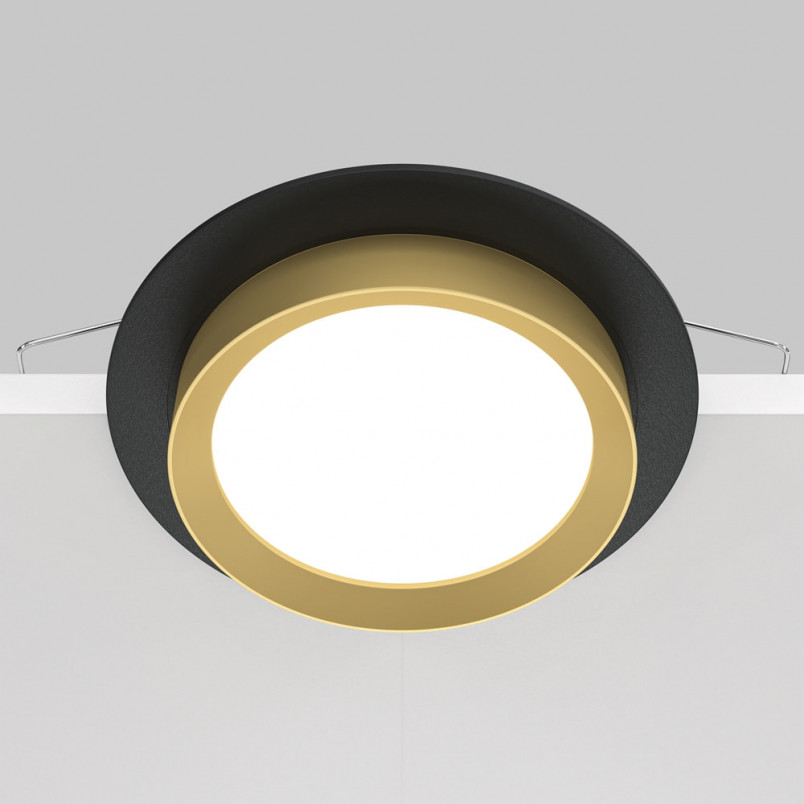 Lampa Hoop Maytoni: Elegancki spot podtynkowe czarno-złoty | Światło