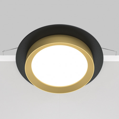 Lampa Hoop Maytoni: Elegancki spot podtynkowe czarno-złoty | Światło