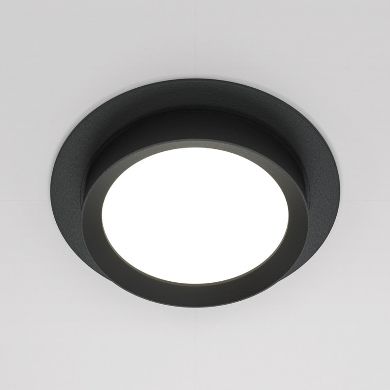 Lampa podtynkowa Hoop Maytoni | Okrągły spot czarny 11cm