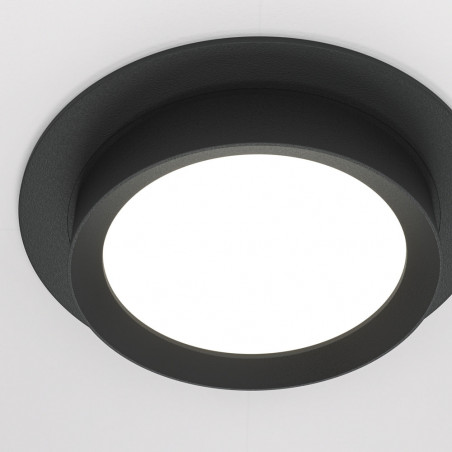 Lampa podtynkowa Hoop Maytoni | Okrągły spot czarny 11cm