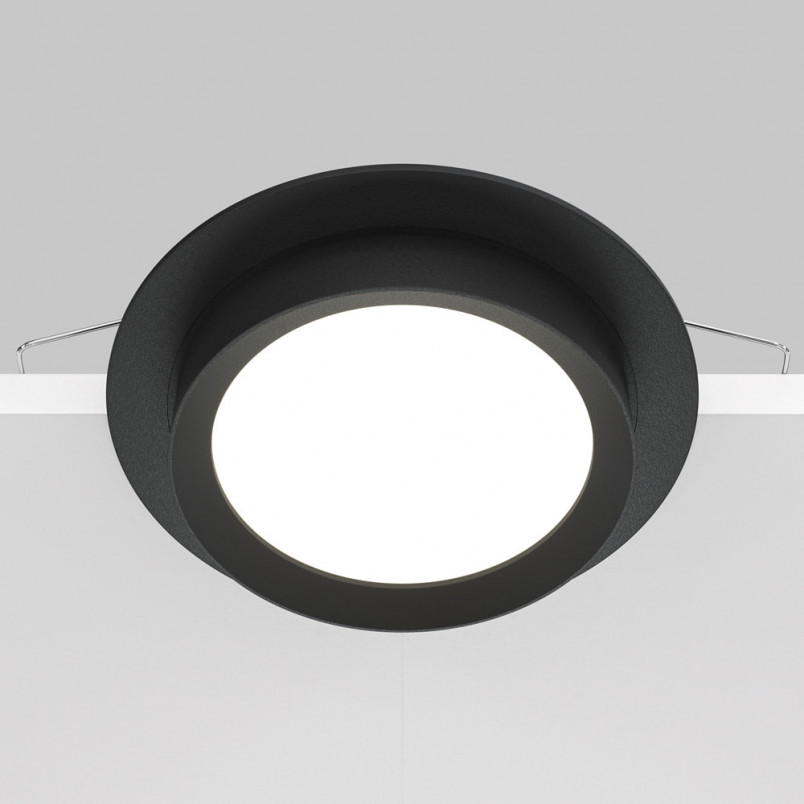 Lampa podtynkowa Hoop Maytoni | Okrągły spot czarny 11cm