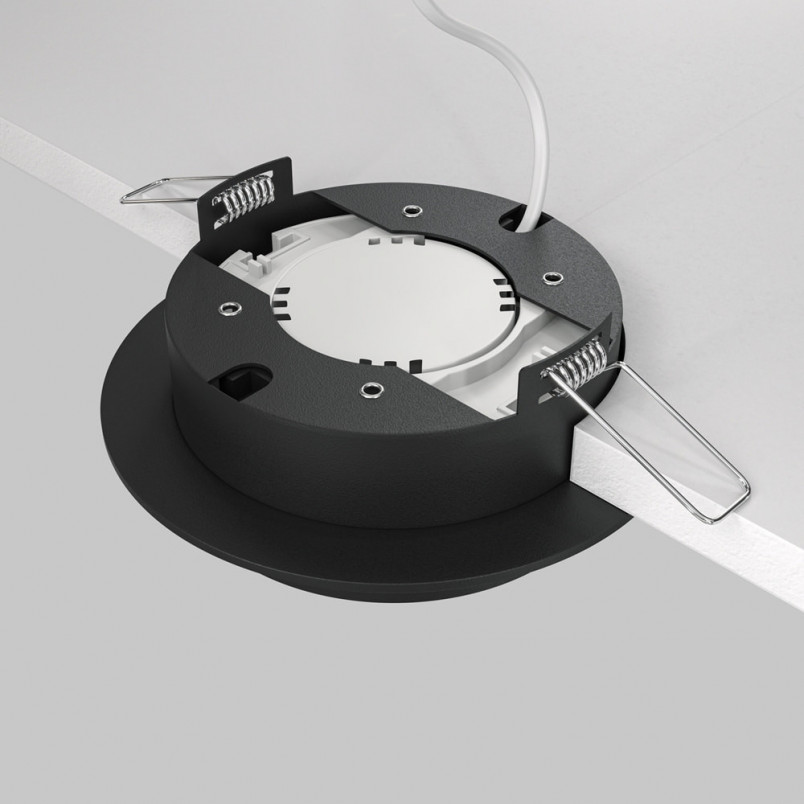 Lampa podtynkowa Hoop Maytoni | Okrągły spot czarny 11cm