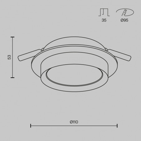 Lampa podtynkowa Hoop Maytoni | Okrągły spot czarny 11cm