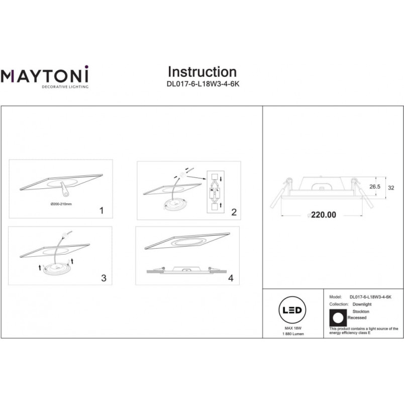 Lampa Stockton LED biała Maytoni - Downlight do łazienki IP44